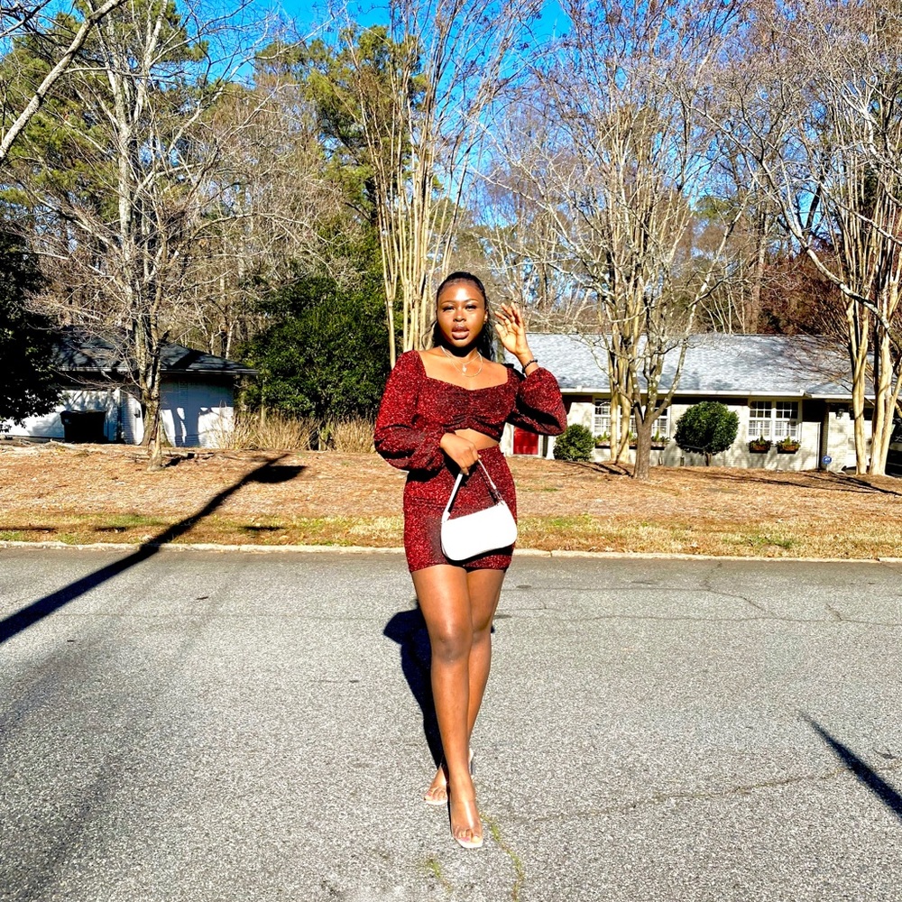 2 piece Red shinny dress